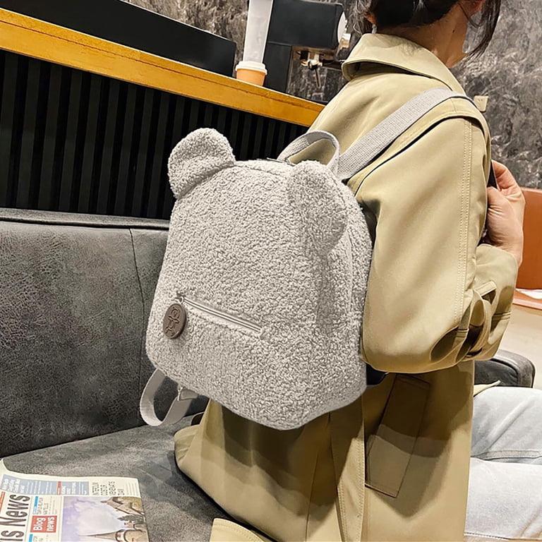 Women Faux Fur Bear Shaped Backpack Adjustable Straps Cute Plush Amazon.com: Kdemeng Women Animal Teddy Bear Plush Backpack  main image 4