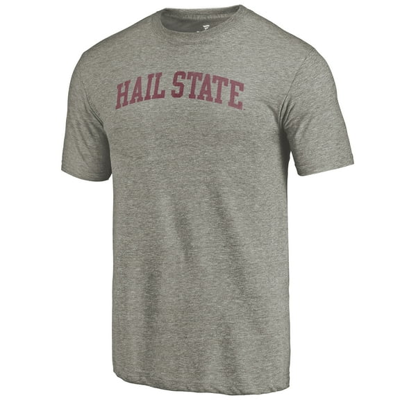 Men's Heathered Gray Mississippi State Bulldogs Arched Battle Cry Tri-Blend T-Shirt