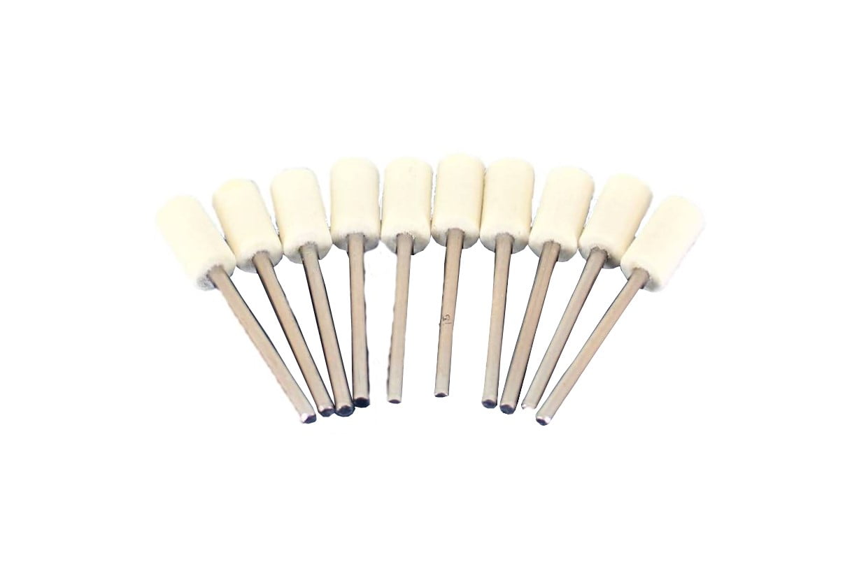 TEMO 10 pc Felt Burrs Wool Bob Polishing Grinding 2 Cylinder 5/16 Inch