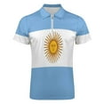 thumbnail image 4 of Argentina Flag Men Zipper T-shirt Summer Casual Short Sleeve T-shirt Top, 4 of 7