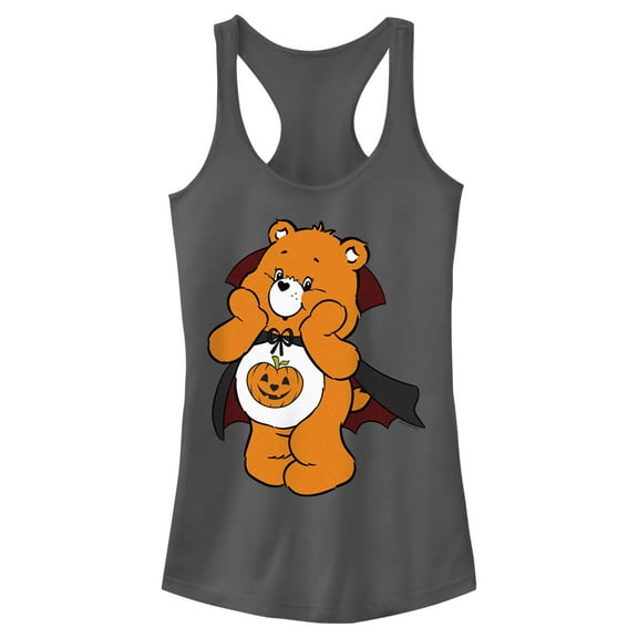 Junior's Care Bears Trick-or-Sweet Bear Racerback Tank Top Charcoal Medium