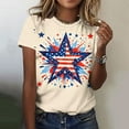 thumbnail image 2 of GERsome Womens 4th of July Short Sleeve Tops American Flag Patriotic T Shirts USA Flag Stars Stripes Crewneck Loose Fit Summer Tee S-5XL, 2 of 5