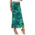 thumbnail image 4 of INSPIRE CHIC Summer Maxi Skirt for Women High Waist Floral Mesh Boho Bodycon Fishtail Long Skirts XL Blue Green, 4 of 6