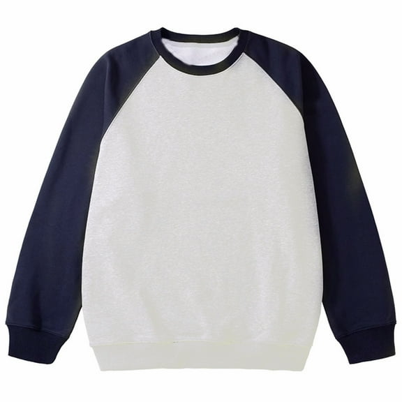 Mens Crewneck Sweatshirt Cotton Color Block Oversized Pullover Tops for Men Fall Casual Long Sleeve Loose Shirts (Dark Blue M)