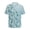 Blue Tropical Leaf Print, variant on HELLHERO Loose Men's Short Sleeve Button Down Shirt, Loose Fitting Skin Friendly Men's Casual Shirt for Group Outdoor Activities Resort, Mandala Patchwork Pattern
