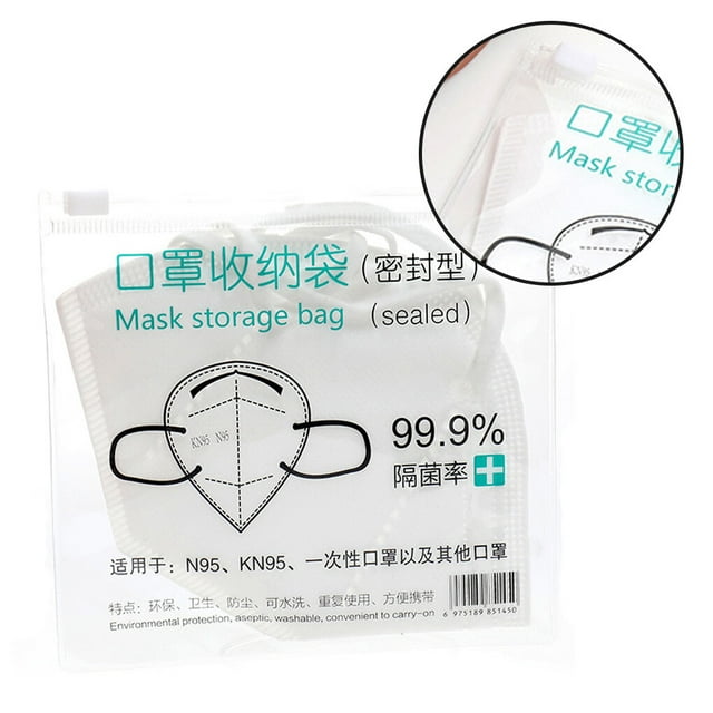 Becaristey 1pc Dustproof Storage Bag Zipper Mask Holder Portable Eco-Friendly Storage Case Mouth Mask Storage Box Case Save Mask Boxes Bags 12.5*13.5 L 1Set