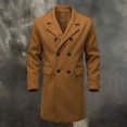 thumbnail image 6 of Maqroz Mens Long Double Breasted Trench Coat Notch Lapel Collar Winter Warm Overcoat Casual Business Formal Outerwear Heavyweight Classic Long Jacket, (Yellow,L), 6 of 9