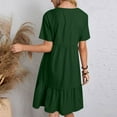 thumbnail image 4 of Lenago Women's Plus Size Summer Dresses High Waisted Fashion Holiday Summer Solid Color Short Sleeve Army Green Dresses Party Beach Dress, 4 of 9