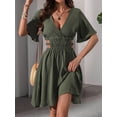 thumbnail image 5 of Elegant Women'S Casual Half Sleeve Wrap Dress V Neck High Waist for Beach and Vacation, 5 of 9