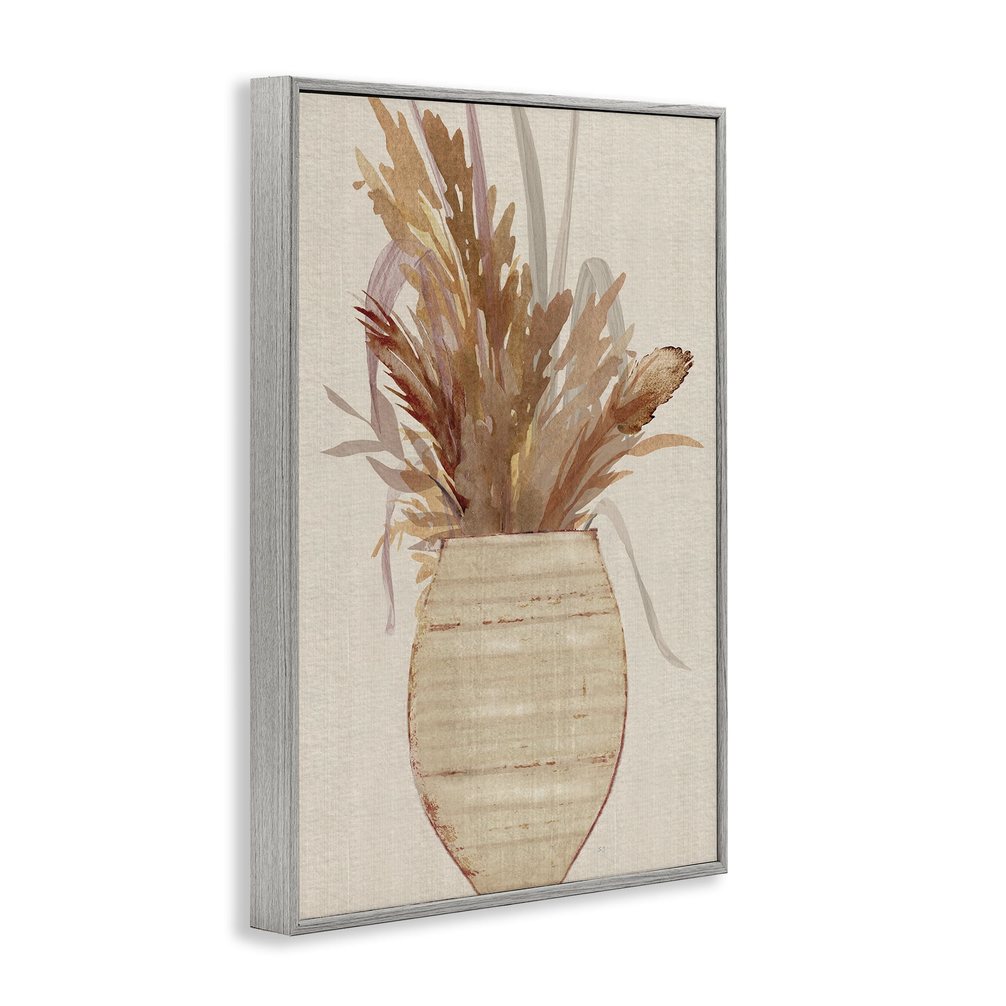 Stupell Industries Rustic Wheat & Pottery Botanical & Floral Painting Gray Framed Art Print Wall Art, 20 x 30