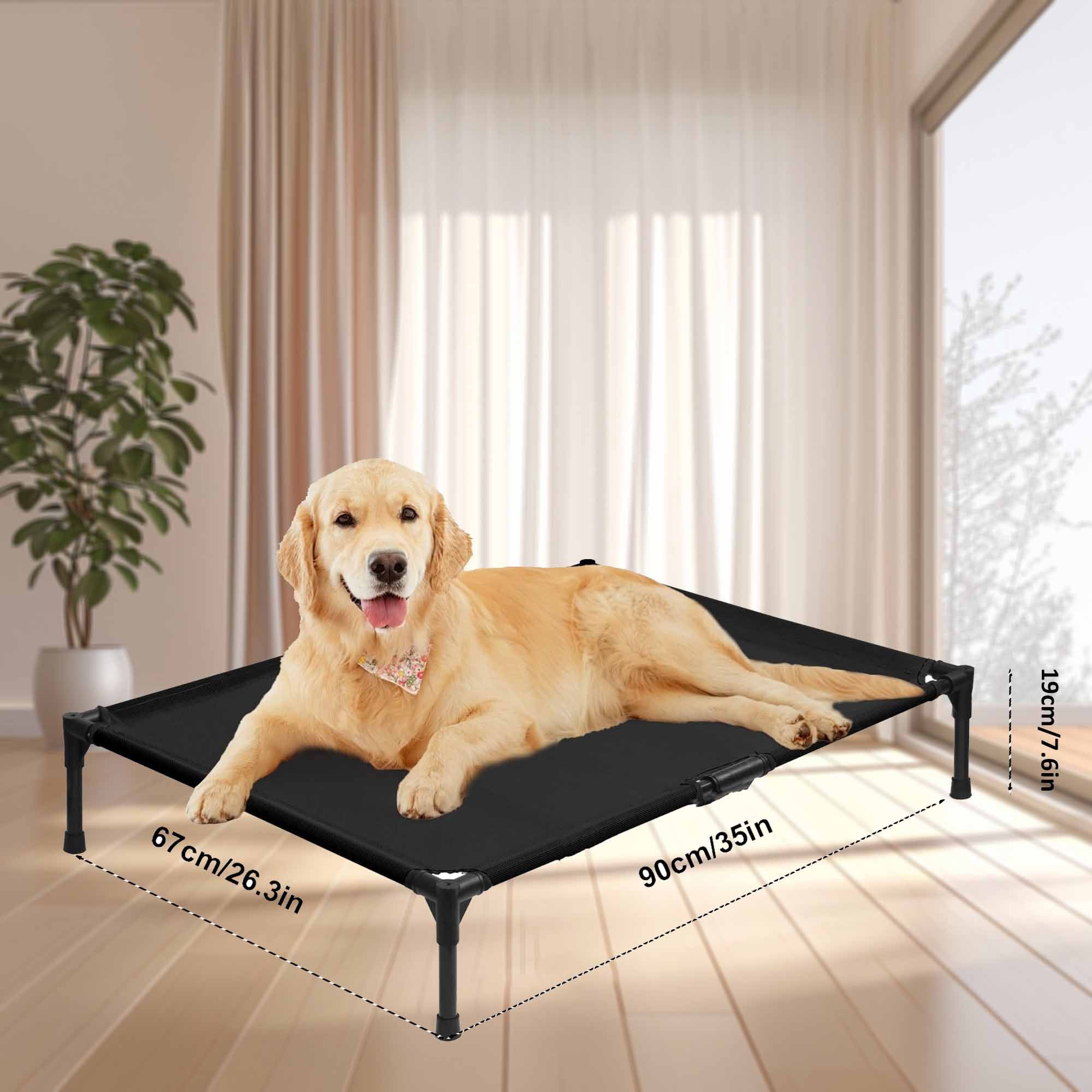 DEROFIT Elevated Dog Bed for Medium & Large Dogs, Durable Dog Cot with  Washable Mesh, Portable Cooling Raised Pet Bed, Black