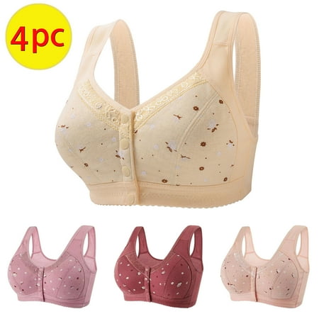Dazajoo 4 Pack Womens Wireless Bras Full Support Push Up Plus Size Solid Color Bra and Sexy Lingerie Underwear With Steel Rims Breatthe Comfy Bra for Women Prime Today Pink XXXL