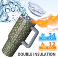 thumbnail image 5 of Green Christmas Gingerbread and Tree Pattern Tumbler with Handle and Lid,40oz Double Wall Vacuum Insulated Tumbler,Cups Gift for Women and Men, 5 of 7