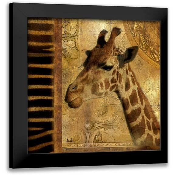 Pinto, Patricia 12x12 Black Modern Framed Museum Art Print Titled - Elegant Safari III-Giraffe