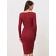 thumbnail image 4 of Vestido Ajustado de Punto de Manga Larga con Cuello Cuadrado para mujer borgoña S, 4 of 5