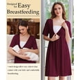 thumbnail image 3 of Ekouaer Labor and Delivery Gown for Hospital Short Sleeve Maternity Nursing Dress Nightgown with Button Darck Red XL, 3 of 5