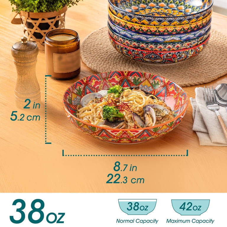 Vancasso 32oz Bohemian Ceramic Pasta Bowls, Set of 6 photo 4
