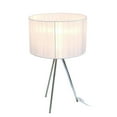 thumbnail image 3 of Lampe de table trépied en nickel brossé Simple Designs avec abat-jour en soie plissée, 3 of 5