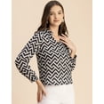 thumbnail image 3 of Moomaya Long Sleeve Band Collar Printed Top - Women's Stylish Georgette Top, 3 of 9