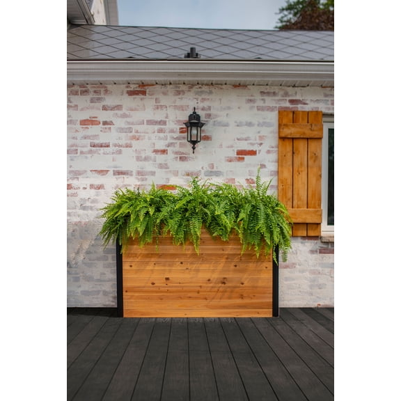 Vita Mezza 59"L x 16"W x 32"H Large Cedar Parklette Planter, Golden Brown, VT17716