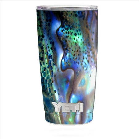 - Skin Decal For Yeti 20 Oz Rambler Tumbler Can Cup / Abalone Pearl Sea Shell Green Blue