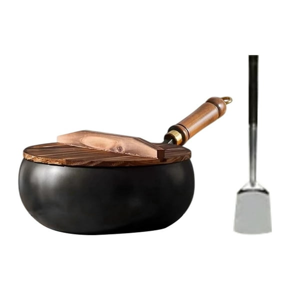 DOLITY 9.45'' Iron Wok Boiling Induction Cooker Stir Fry Pan for Hotel Home Camping