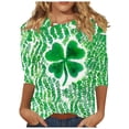 thumbnail image 2 of Craaazy Women's Casual St. Patrick's Day Printed Round Neck Three Quarter Sleeved T-shirt Loose Tops Gifts, 2 of 5