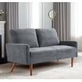 thumbnail image 6 of Cterwk Upholstered Velvet Sofa Couch with Wood Legs, 2 Seater Loveseat Sofa Living Room, Home, Apartment, Office, Gray, 6 of 8