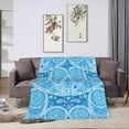thumbnail image 7 of DouZhe Ultra-Soft Micro Fleece Lightweight Flannel Bed Blanket, Blue Peacock Tail Paisley Print Cozy Warm Throw Blankets, 40"x30", 7 of 7