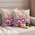 thumbnail image 2 of Spring Flowers Pillow Covers 2 Pack Chrysanthemum Oil Painting Gradient Gray Pillowcase Waterproof Outdoor Throw Pillow Cover for Patio Garden Square Cushion 16”x16”, 2 of 9