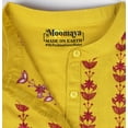 thumbnail image 3 of Moomaya Embroidered Cotton Kurta Mandarin Collar 3/4 Sleeve Button Up Solid Kurti For Women, 3 of 7