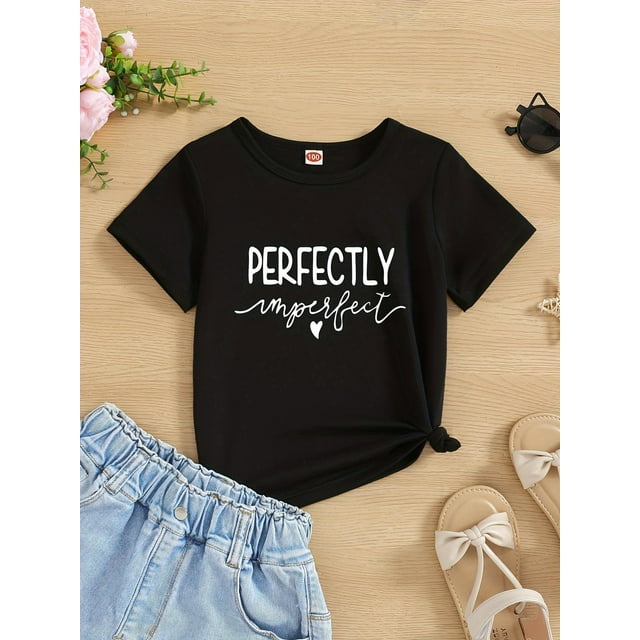 Cute, Fashionable And Simple Letters And Love Pattern Printed Girls' Short-sleeved Tops And T-shirts, Spring, Summer And Autumn