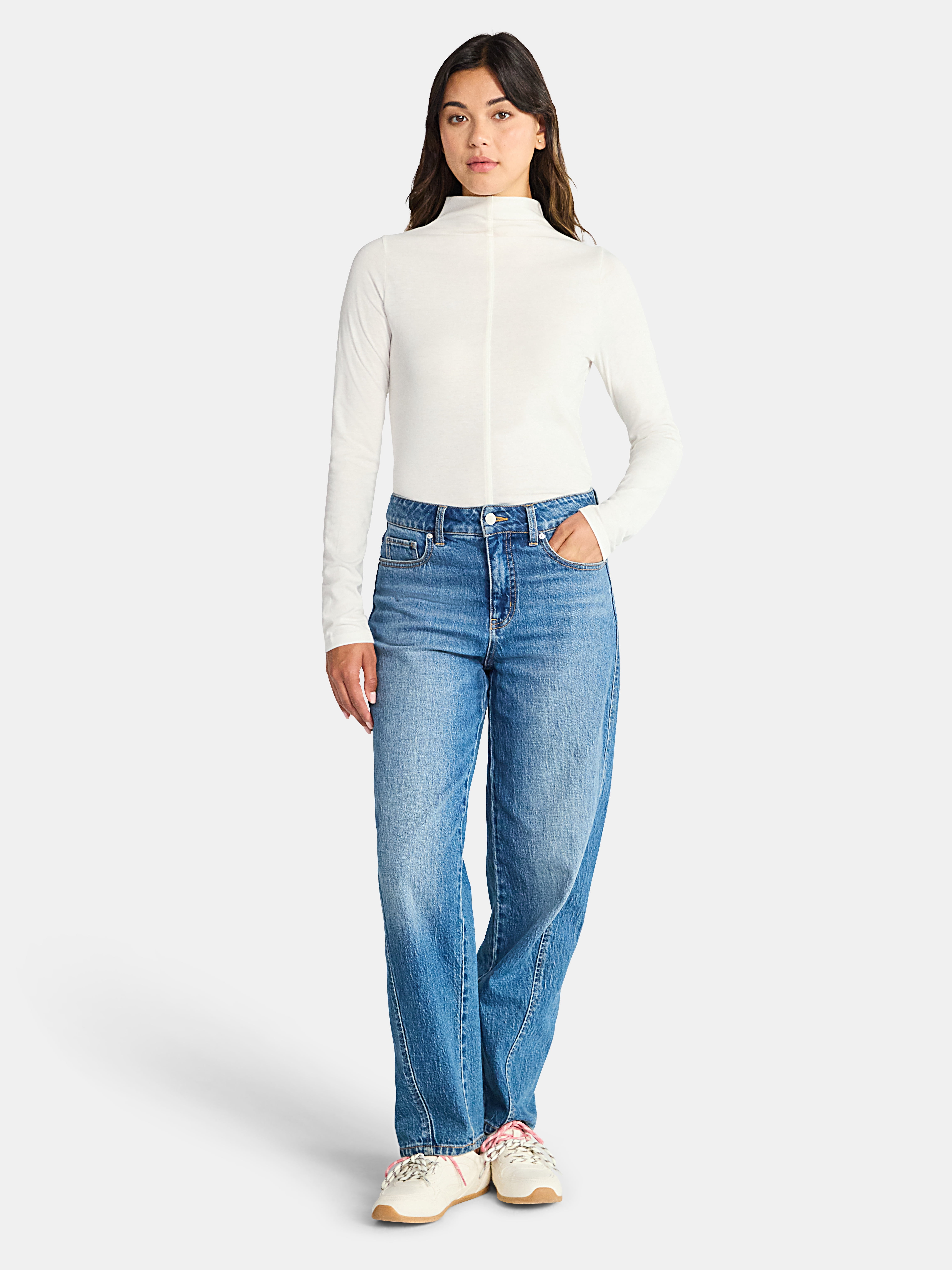 Time and Tru Women's Tissue Like Turtleneck Top, Sizes XS-XXXL