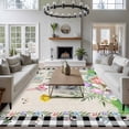 thumbnail image 4 of Area Rug for Living Room, Easter Non-Slip Indoor Large Carpet for Bedroom/Dining Room, Country Rabbits Eggs Floral Leaves Butterfly Plaid Washable Low-Profile Rectangle Floor Runner Rugs - 6 x 9 Ft, 4 of 7