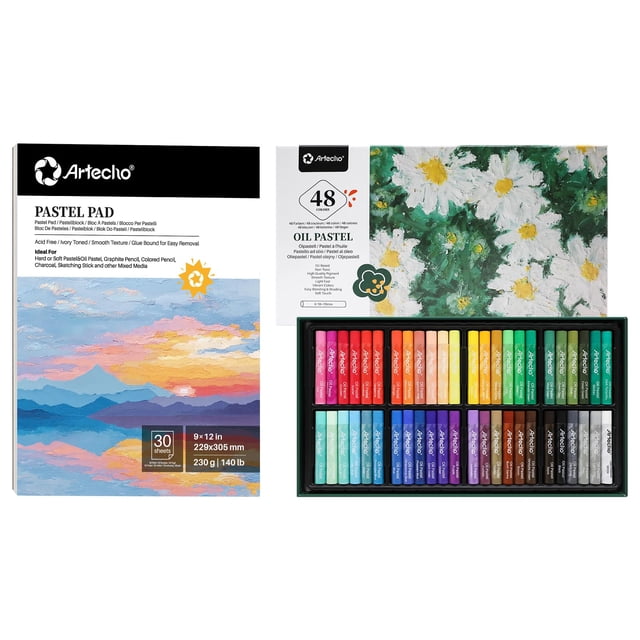Set de pasteles al óleo Artecho de 48 colores con bloc de papel