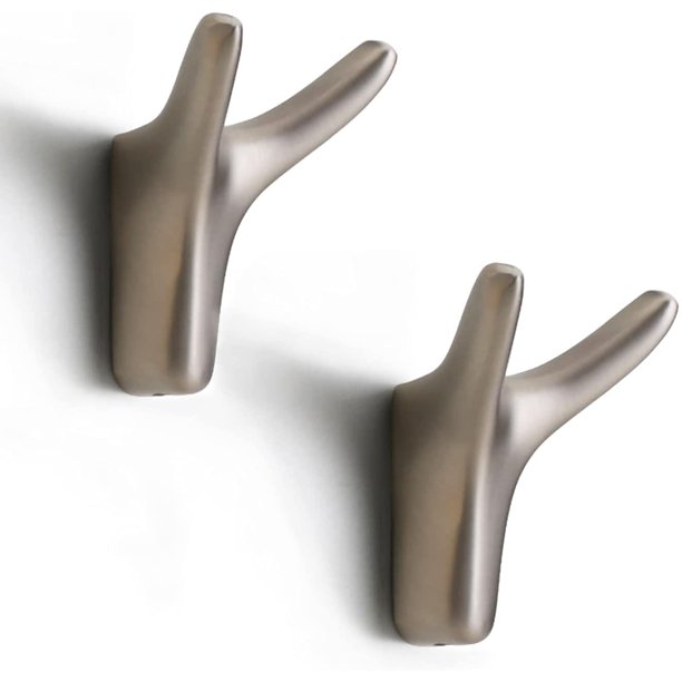 RV Paquete de 2 ganchos para abrigos, ganchos de pared con cabeza de vaca para colgar puertas, toallas resistentes, ropa, armario, armario, esponjas, gancho para baño, dormitorio, cocina, hotel, piscina, níquel satinado mate Sailing Electrónica