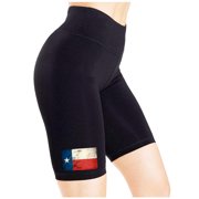 KOYOTEE Junior's Texas Flag Black Biker Shorts Leggings One Size (S-L)