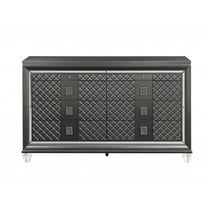 HomeRoots 65" Metallic Gray Solid And Manufactured Wood Eight Drawer Dresser