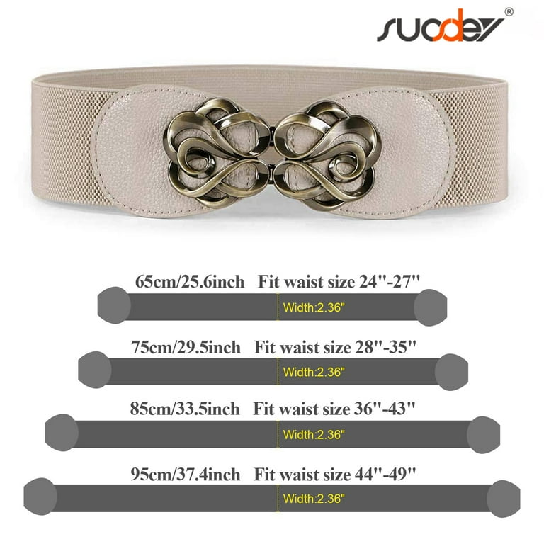 Suosdey Women's Stretchy Belts with Vintage Flower Buckle, 2 Pack photo 7