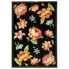 Hand-Hooked Black Floral Rug (3 ft. 9 in. x 5 ft. 9 in.)