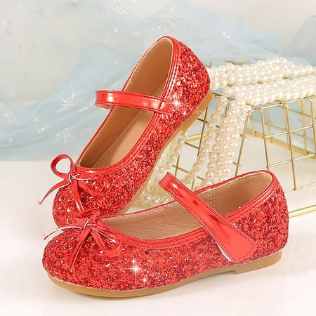 

8QIDA Sandals Girl Comfortable Arch Sup port Children s Girls Wedding Shoes Flower Child Shoes Sequins Fine Glitter Bow Girl Shoes 32