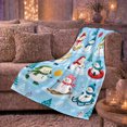 thumbnail image 6 of Snowmen Sledding Skating Skiing and Snow Tubing with Balloons and Pines, Cheerful Winter Activity Art for Kids, Warm Flannel Blanket for Playroom and Bedroom, Christmas Gift, Home Decor, 6 of 9