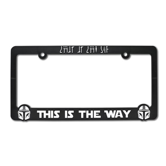 LP Frameworks This The Way for Mandalorian Fans 3D Raised License Plate Frame | 1 Pack Car License Plate Cover | Universal US Black License Plate Holder | Auto Accessories (Car, Truck and SUV)