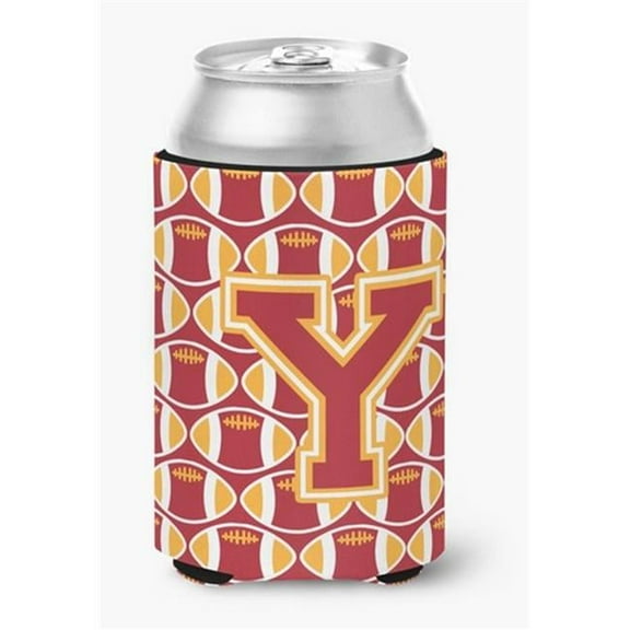 Letter Y Football Cardinal & Gold Can or Bottle Hugger