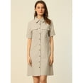 thumbnail image 2 of Vestido camisero Allegra K safari para mujer con botones y cinturón Beige M, 2 of 5