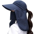 thumbnail image 2 of Sombreros de pesca con protección UV y ala ancha para mujer, sombrero de verano plegable con cola de caballo y solapa desmontable (azul oscuro) Sincero Electrónica, 2 of 7