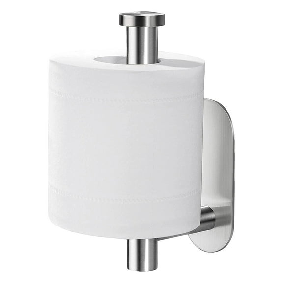 Toilet Paper Holder - Self Adhesive Toilet Paper Holder Wall Mount for Bathroom, SUS 304 Stainless Steel Command Strip Toilet Paper Roll Holder Stick On Wall, No Drilling - Stainless Steel