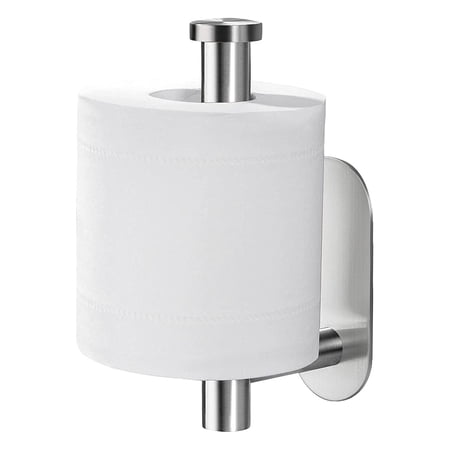 toilet paper holder - self adhesive toilet paper holder wall mount for bathroom, sus 304 stainless steel command strip toilet paper roll holder stick on wall, no drilling - stainless steel