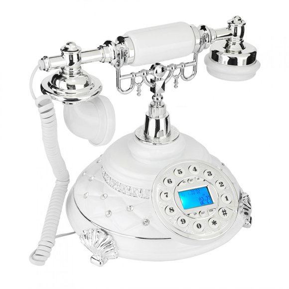 Landline, Caller Number Check Support Electronic Calendar Desk Phone, Silver Plated Gemstone for Home for Hotel