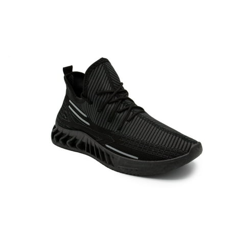 AKADEMIKS Men's Fit 2.0 Knit Jogger Sneakers, Breathable Running Shoes for Athletic and Casual Wear - Black/Grey, Size 10